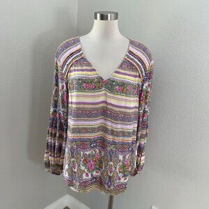 Maeve Anthropologie Womens XL Floral Boho Ceresco Peasant Top Long Sleeve Shirt